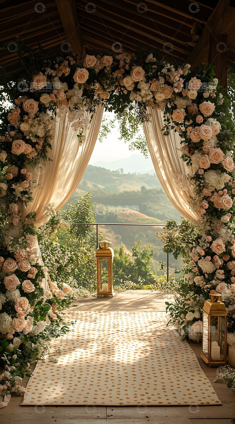 高清大图下载【趣麦麦图】白玫瑰花拱婚礼入口2