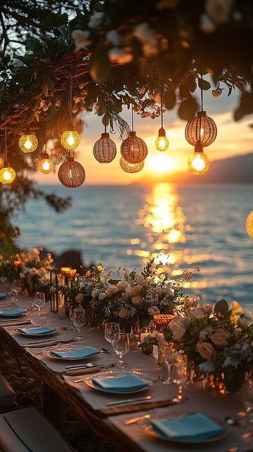 海边婚礼晚霞布置