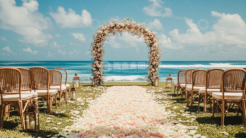 高清大图下载【趣麦麦图】粉色花拱门婚礼布置1