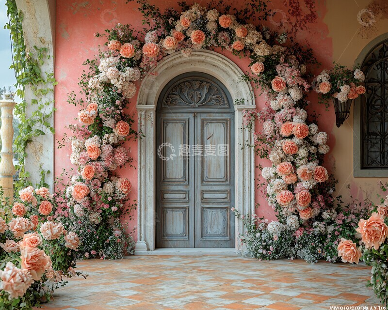 高清大图下载【趣麦麦图】花环拱门背景2