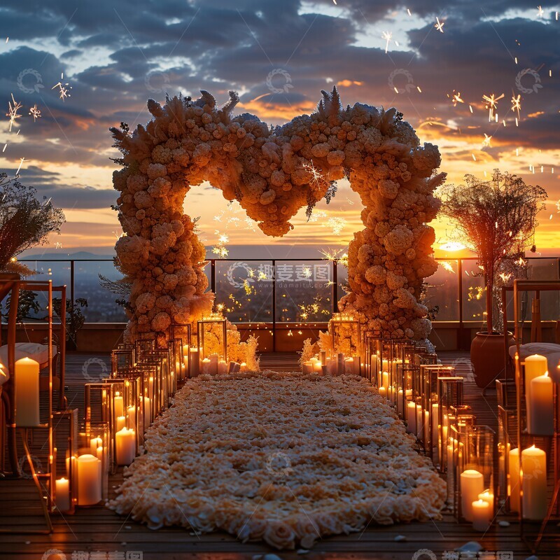 高清大图下载【趣麦麦图】白色花心拱门求婚