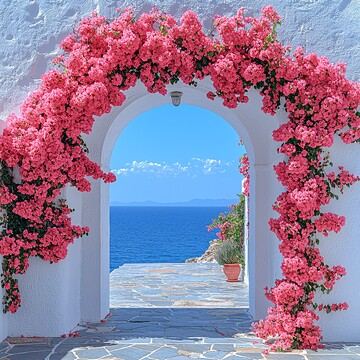 白色拱门粉色花