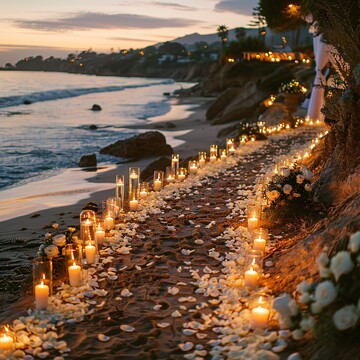 玫瑰花瓣烛光路径5