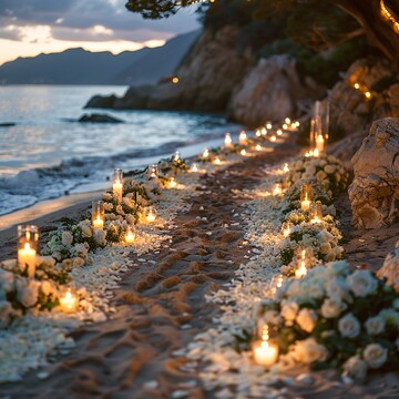 玫瑰花瓣烛光小路1