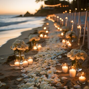 玫瑰花瓣烛光路径