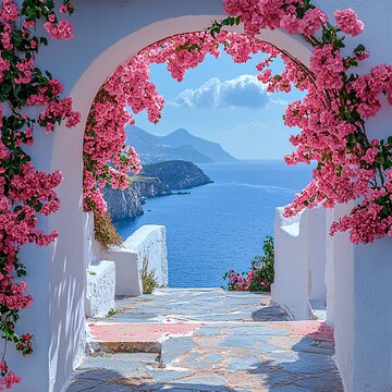 白色拱门粉色花1