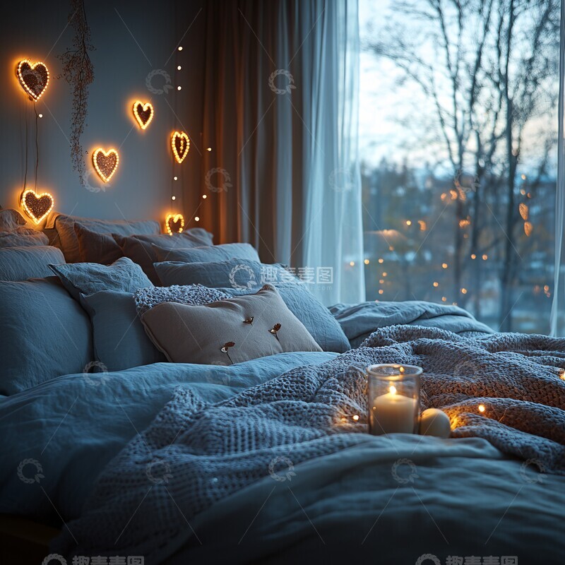 高清大图下载【趣麦麦图】丝滑床品浪漫之夜1