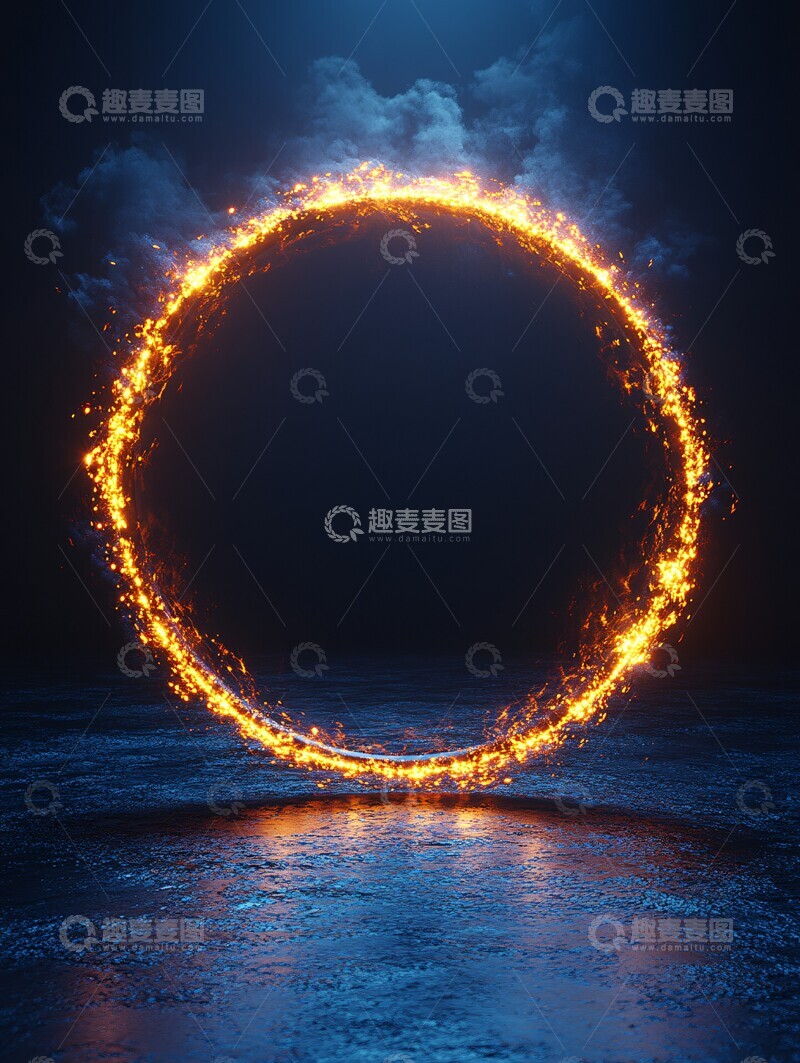 高清大图下载【趣麦麦图】蓝光圈与金色光2