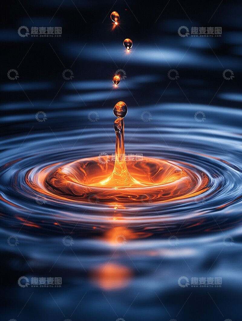 高清大图下载【趣麦麦图】蓝色光环水面