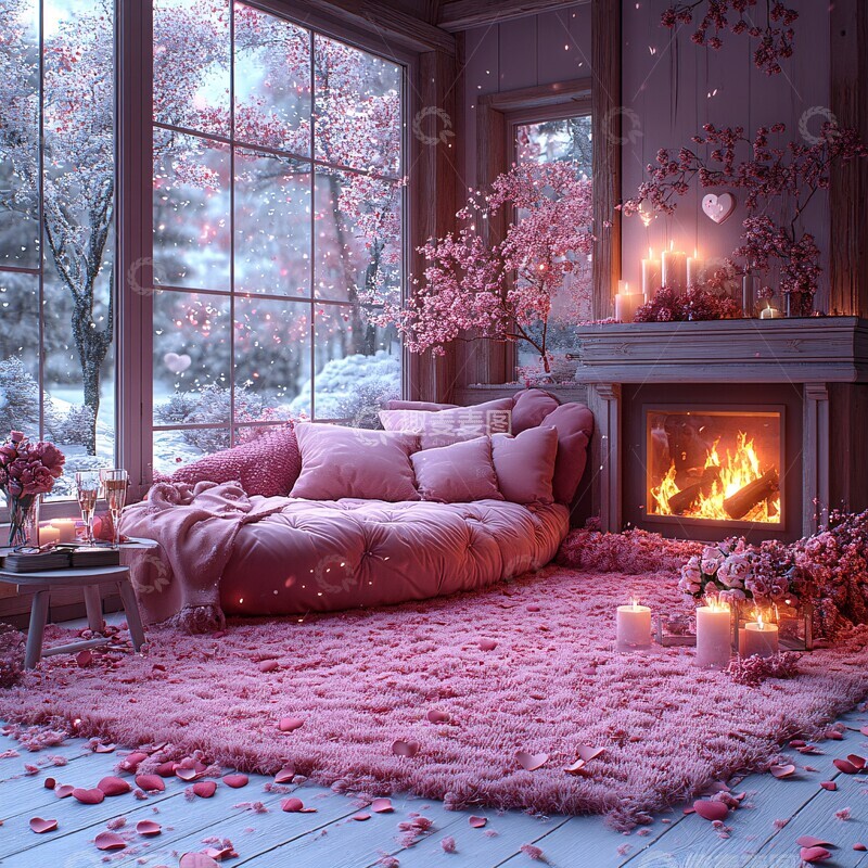 高清大图下载【趣麦麦图】情人节温馨房间1