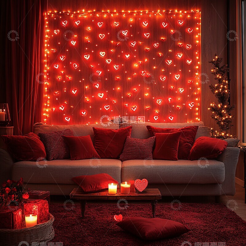 高清大图下载【趣麦麦图】红光环绕的浪漫客厅