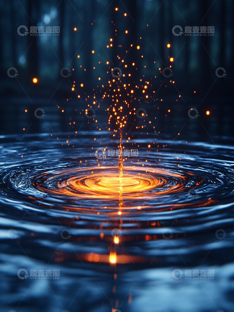 高清大图下载【趣麦麦图】蓝色光环水面1
