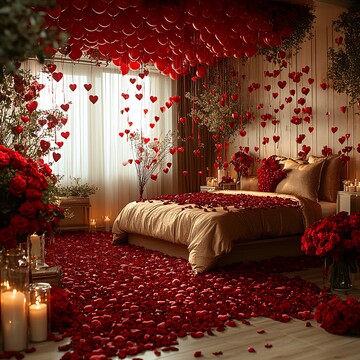 红玫瑰心形气球卧室1