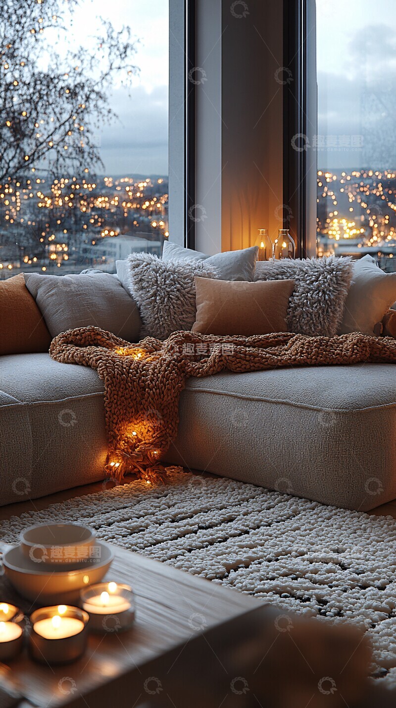 高清大图下载【趣麦麦图】软沙发烛光茶杯