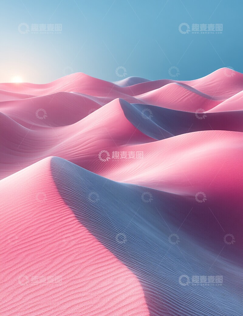 高清大图下载【趣麦麦图】蓝天下粉色沙丘2