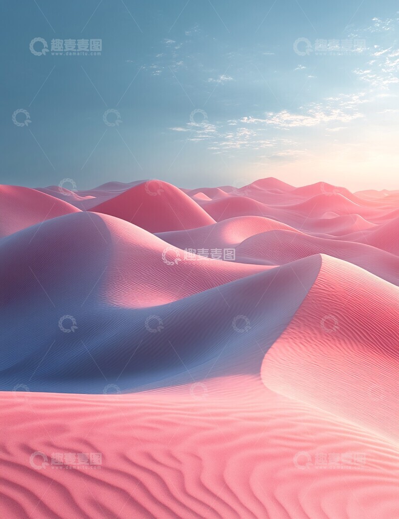 高清大图下载【趣麦麦图】蓝天下粉色沙丘