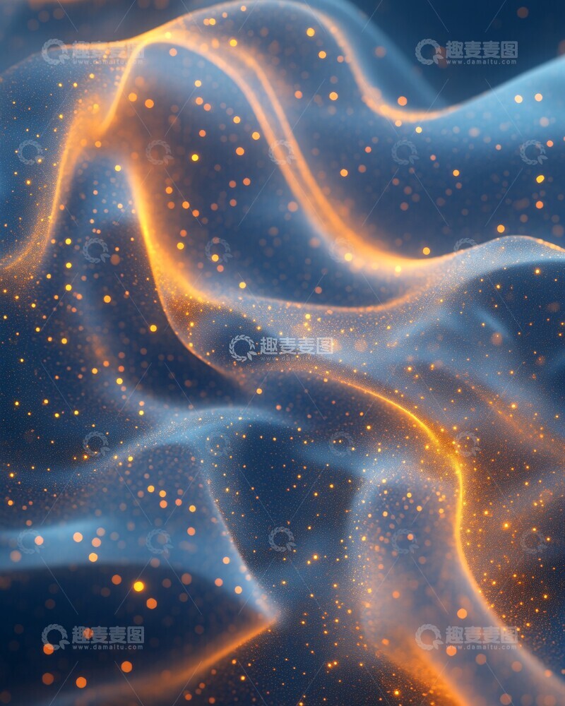高清大图下载【趣麦麦图】蓝金渐变流线背景1
