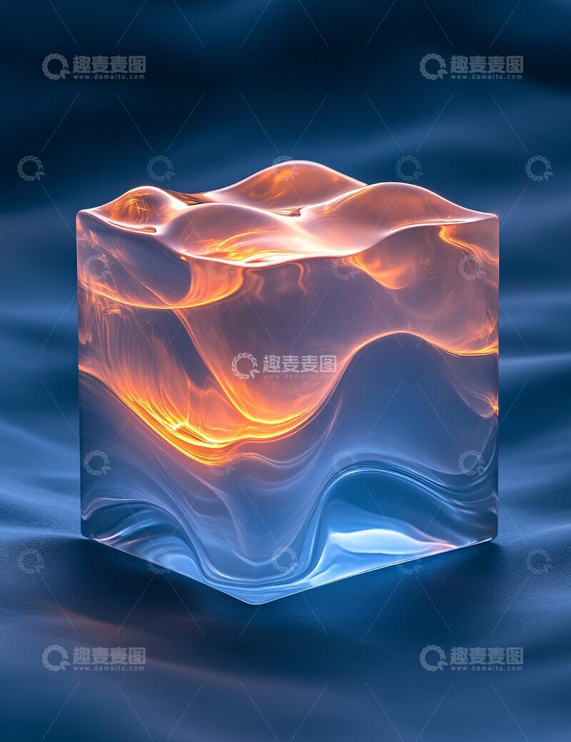 高清大图下载【趣麦麦图】蓝色光波方形盒2