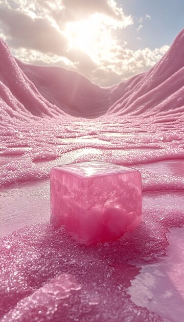 粉色盒子在沙漠