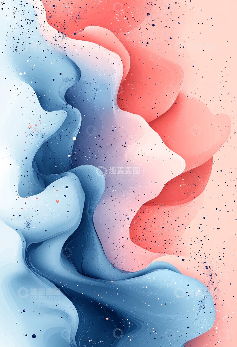 高清大图下载【趣麦麦图】粉色蓝色波浪背景