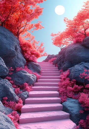 粉红阶梯蓝背景2