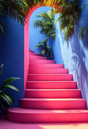 粉红阶梯蓝背景1