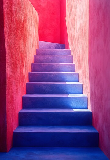 粉色阶梯与蓝色背景1