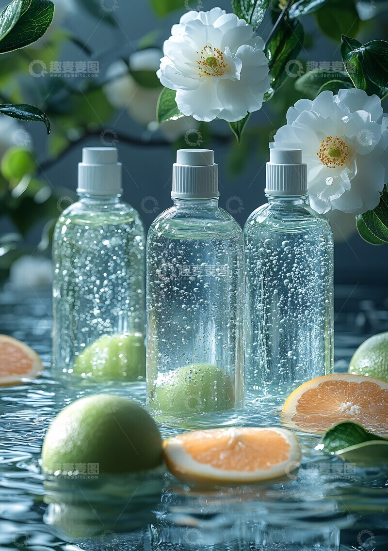 高清大图下载【趣麦麦图】牙刷瓶水花蓝白背景1