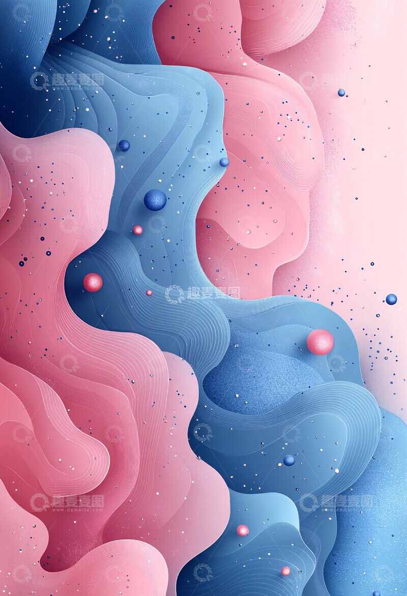 高清大图下载【趣麦麦图】粉色蓝色波浪背景2