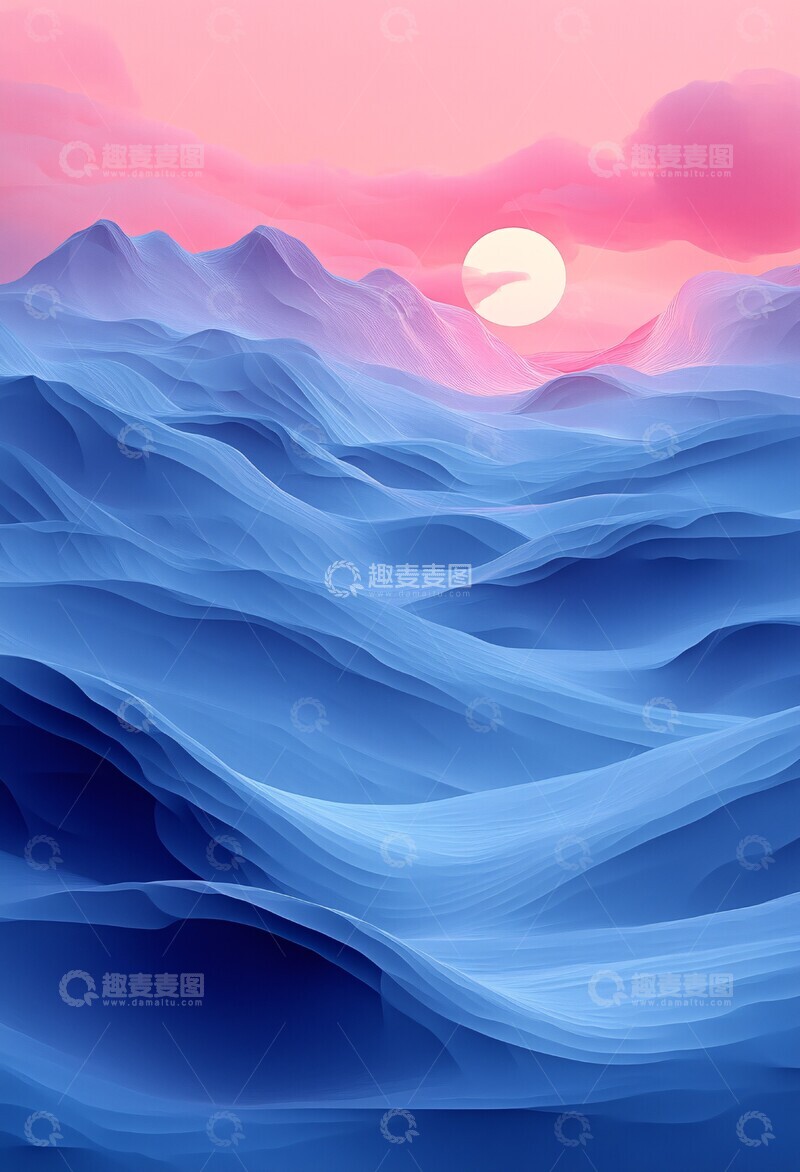 高清大图下载【趣麦麦图】浅蓝粉色彩图2