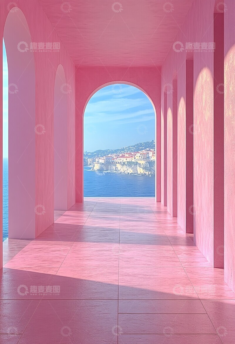 高清大图下载【趣麦麦图】蓝粉背景简约图2