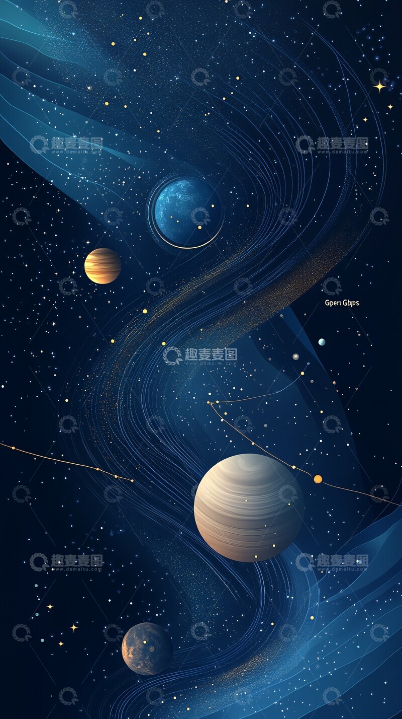 高清大图下载【趣麦麦图】星际网络黑暗蓝色矢量1
