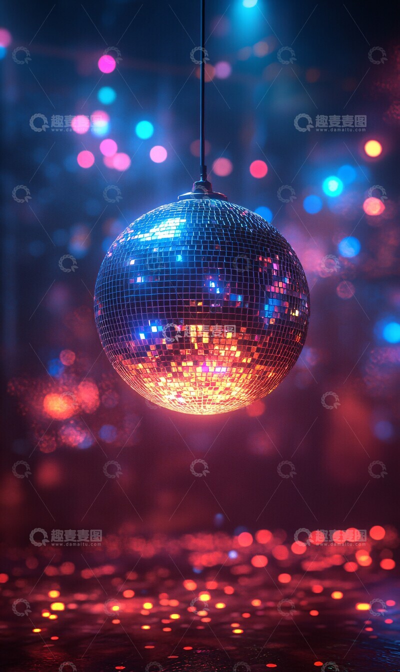 高清大图下载【趣麦麦图】彩色灯光球背景模糊1