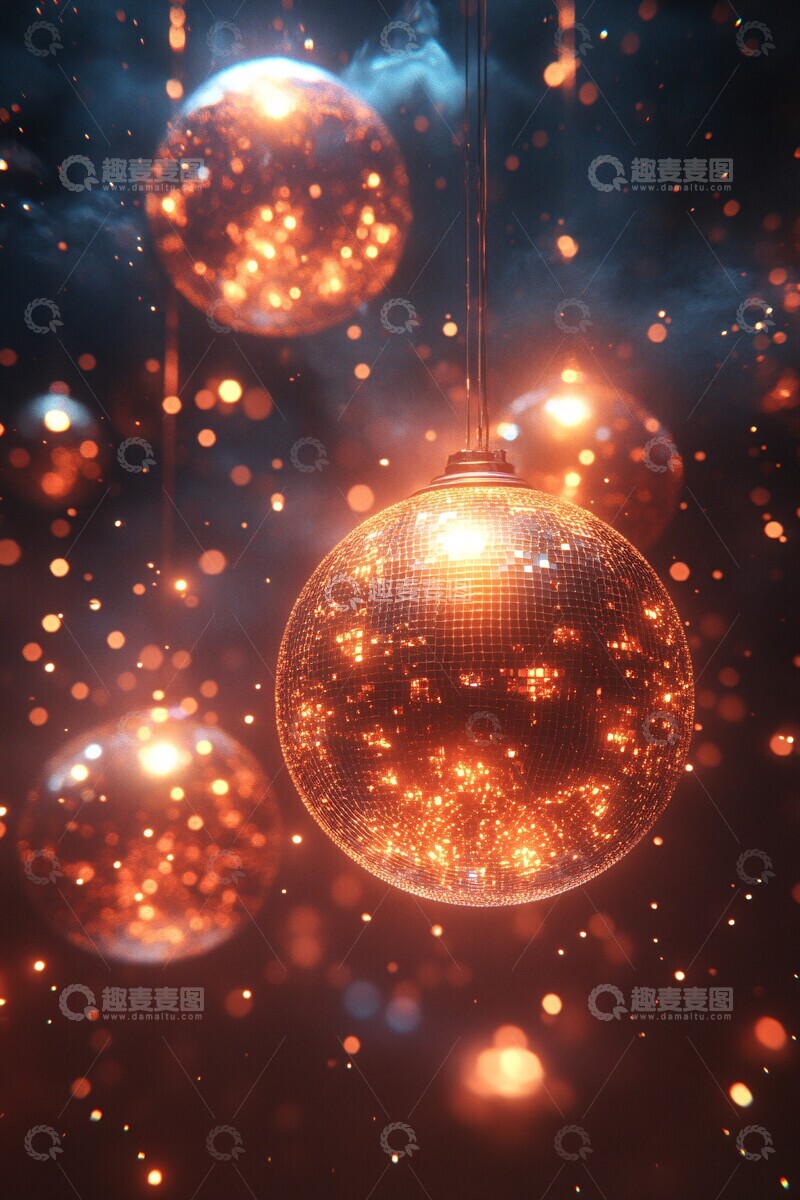 高清大图下载【趣麦麦图】-金色迪斯科球1