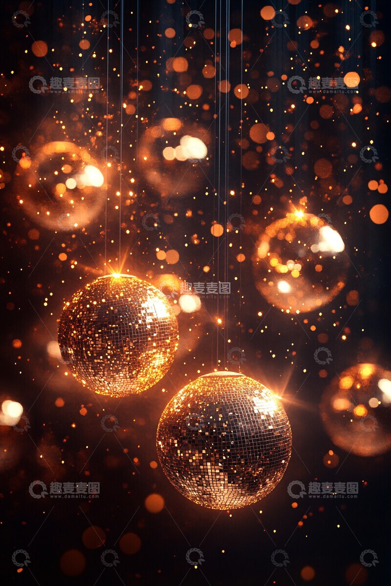 高清大图下载【趣麦麦图】金色迪斯科球