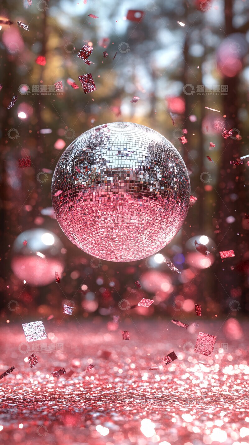 高清大图下载【趣麦麦图】银色迪斯科球生日邀请