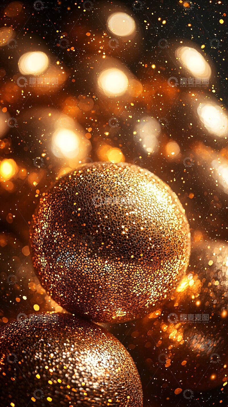 高清大图下载【趣麦麦图】金色复古迪斯科球2