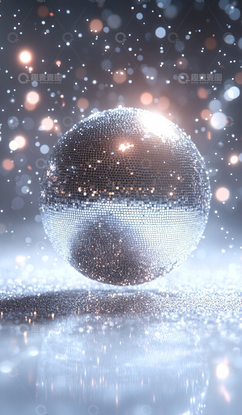 高清大图下载【趣麦麦图】银色迪斯科球背景1