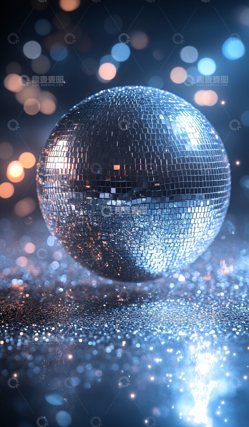 高清大图下载【趣麦麦图】银色迪斯科球背景