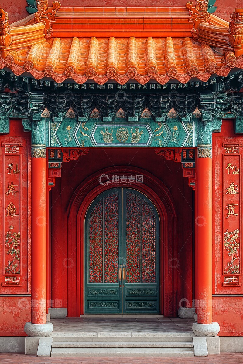 高清大图下载【趣麦麦图】中式牌坊插画2