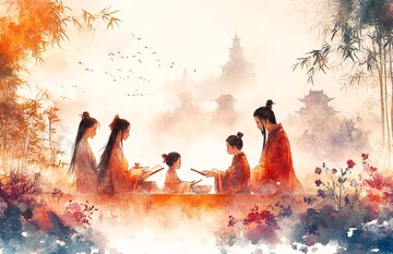 竹林下读书写字1