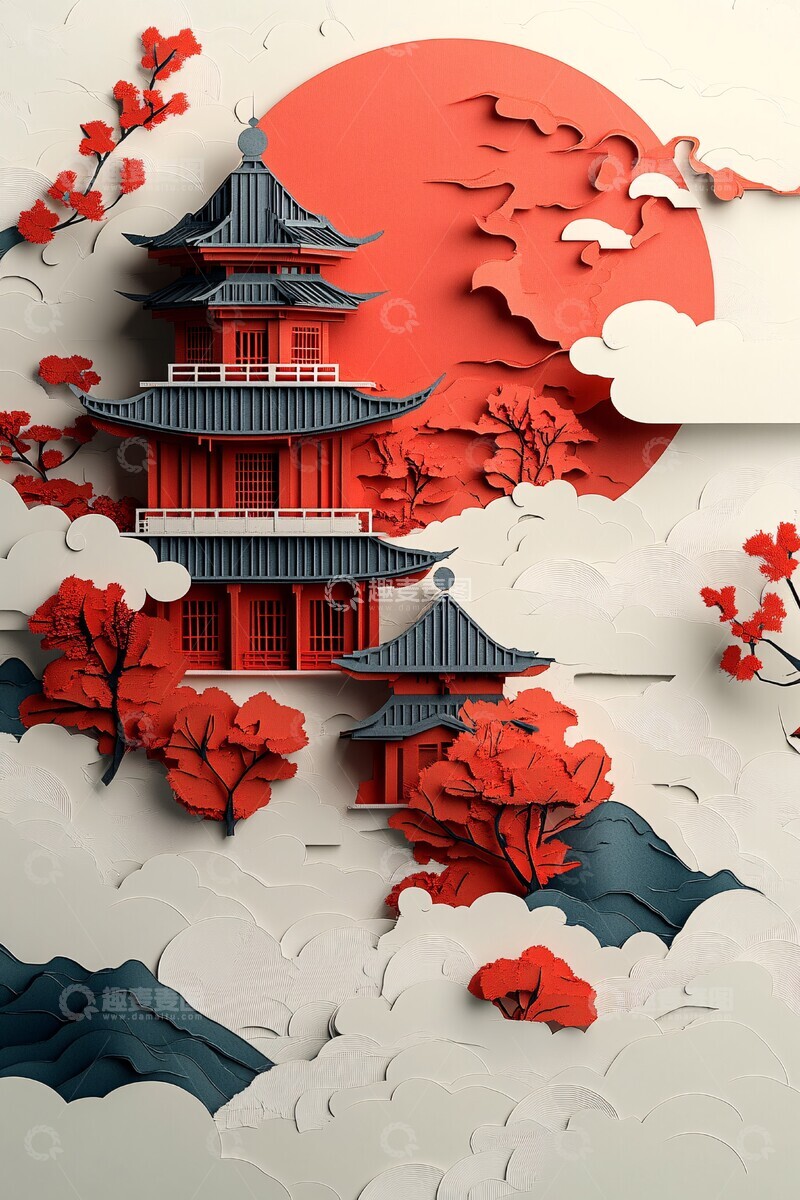 高清大图下载【趣麦麦图】春節雲端建築1