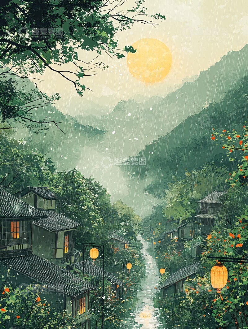 高清大图下载【趣麦麦图】春雨东风景物复苏1