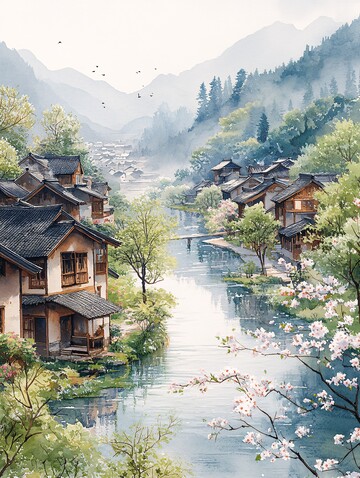 河畔春景河畔春景绿树2