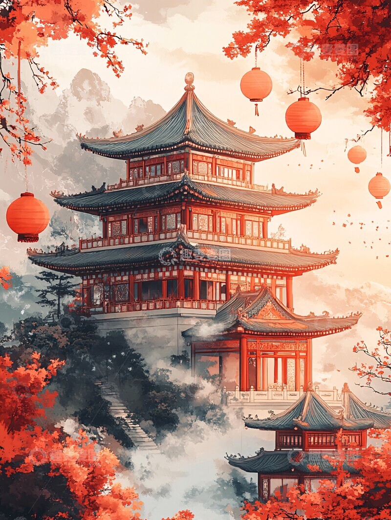 高清大图下载【趣麦麦图】卡通文化建筑设计1