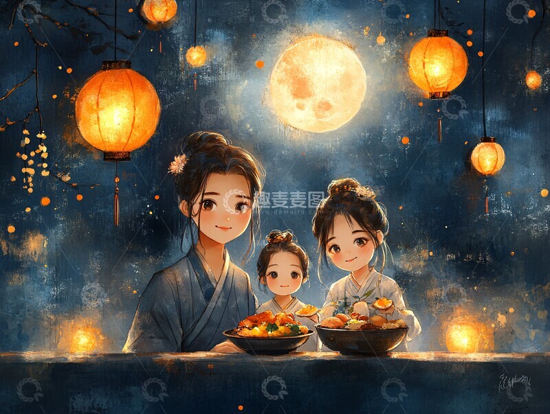高清大图下载【趣麦麦图】-团圆中秋夜团圆中秋夜晚1