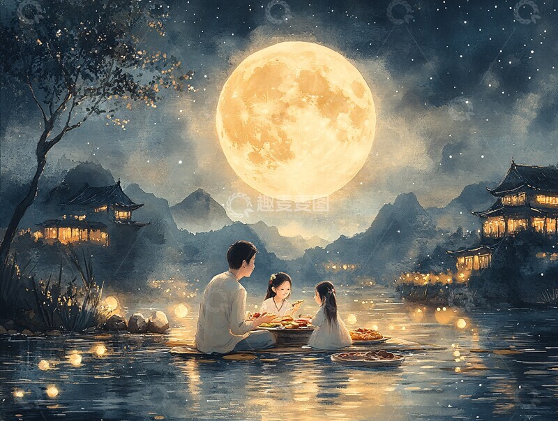 高清大图下载【趣麦麦图】-团圆中秋夜团圆中秋夜晚