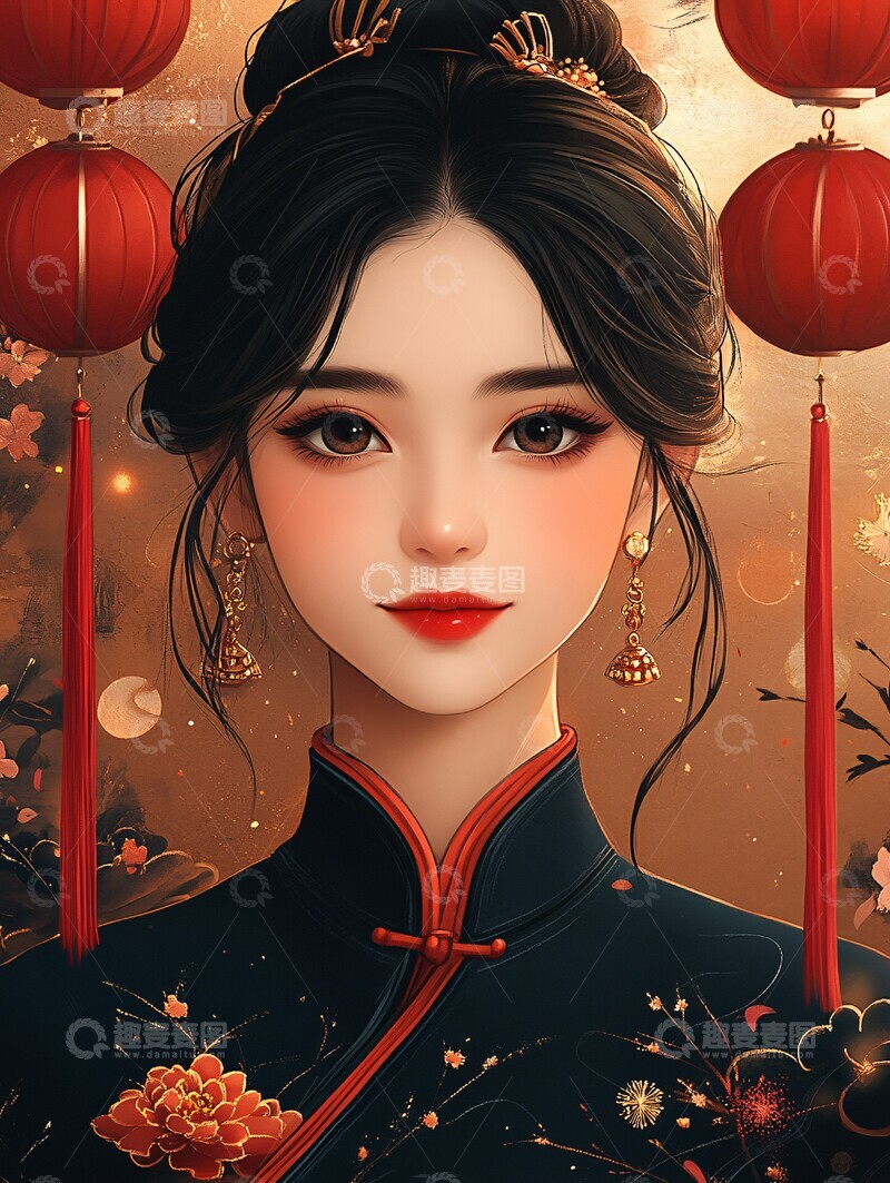 高清大图下载【趣麦麦图】新年贺卡竖幅