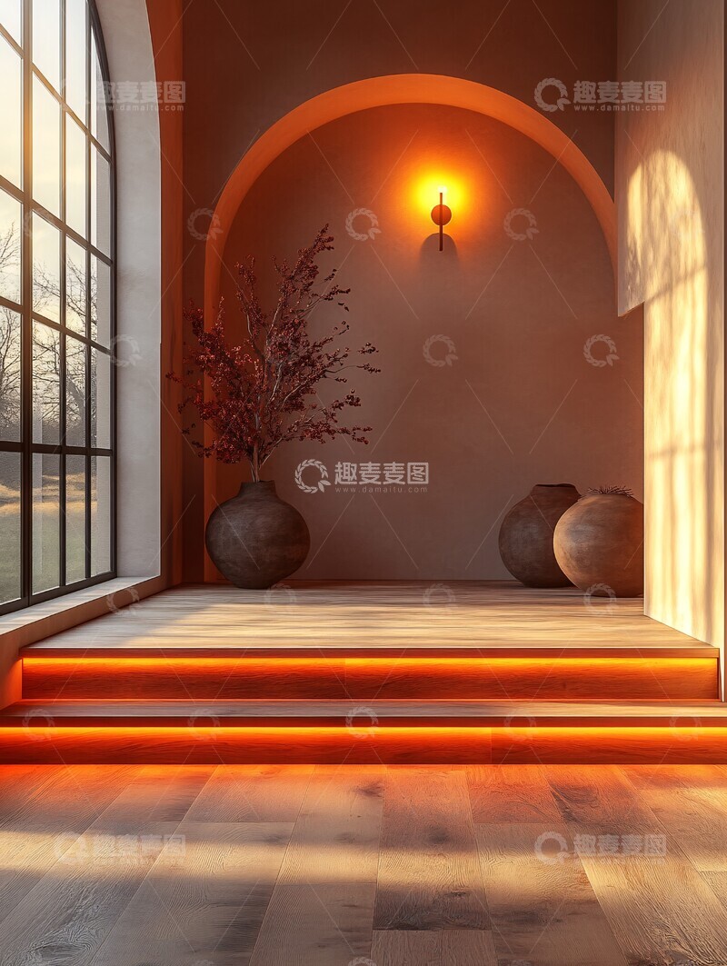 高清大图下载【趣麦麦图】纯白墙面木地板1