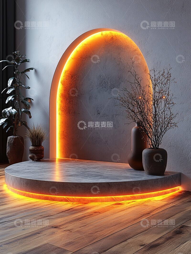 高清大图下载【趣麦麦图】纯白墙面木地板